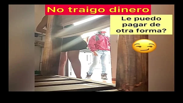 Morrita mexicana cachonda se coge al repartidor de comida por no tener dinero para pagar el pedido